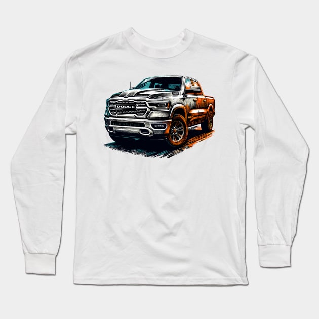 Dodge Ram 1500 Long Sleeve T-Shirt by Vehicles-Art